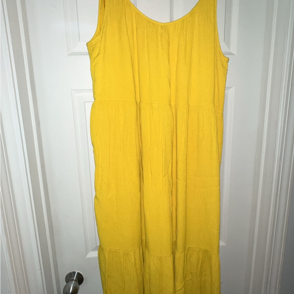 LOFT Yellow Sleeveless Scoop Neck Maxi Sundress